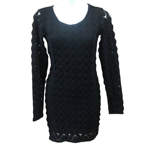 Free People Black Dress sz S Keyhole Open back long sleeve Dress - Picture 1 of 8